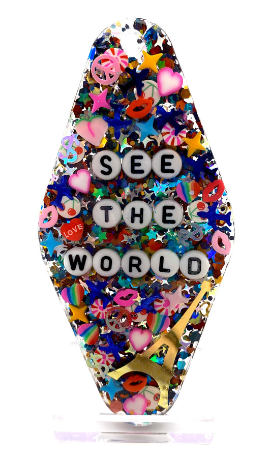 See The World Keychain with Premium Bling